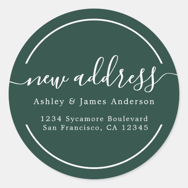 Dark Green New Address Label (Front)