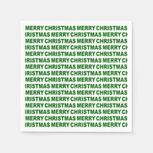 Dark Green on White Christmas Typography Napkin