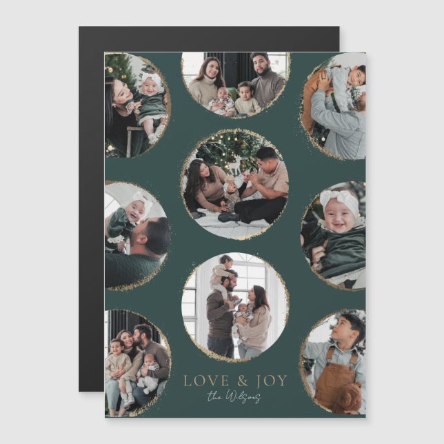 Dark Green Ornamental Elegance Magnetic Photo Card (Front/Back)