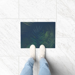 Dark Green Palm Leaves Pattern Doormat – Tropical 