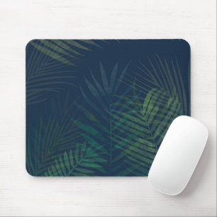 Dark Green Palm Leaves Pattern Mouse Pad 
