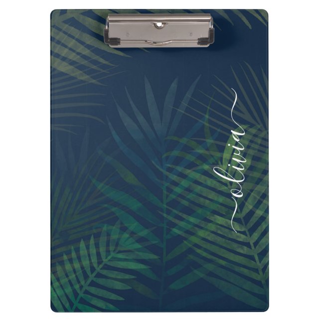 Dark green palms leaves pattern clipboard (Front)