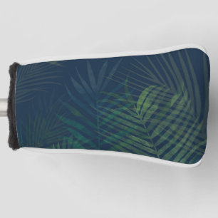 Dark green palms leaves pattern golf head cover
