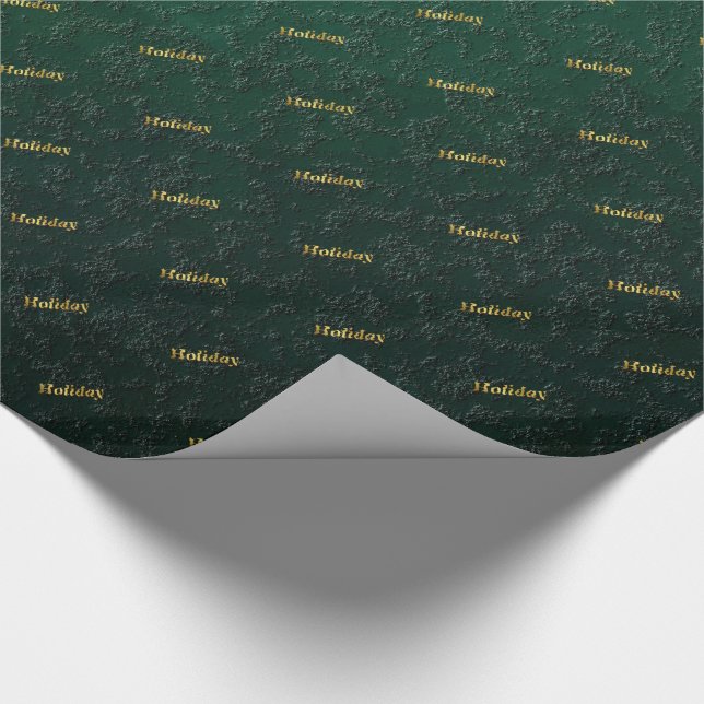 dark green pattern golden holiday text wrapping paper (Corner)