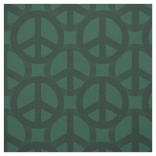 Dark Green Peace Sign Fabric