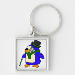 Dark green penguin key ring