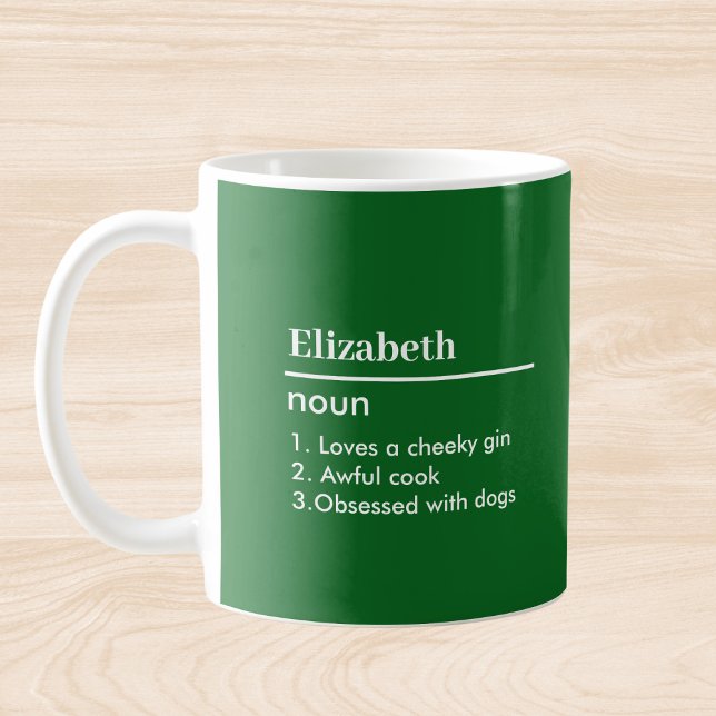 Dark Green Personalised Name Definition Coffee Mug (Creator Uploaded)