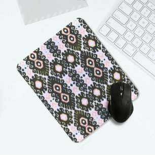 Dark Green & Pink Ikat Mouse Pad
