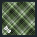 Dark Green Plaid Custom Name Dog Bandanna<br><div class="desc">Dark Green Plaid Custom Name Dog Bandanna</div>