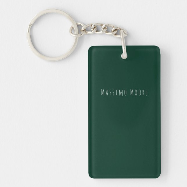 Dark Green Plain Elegant Casual Own Name Key Ring (Front)