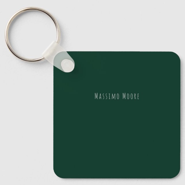 Dark Green Plain Elegant Casual Own Name Key Ring (Front)