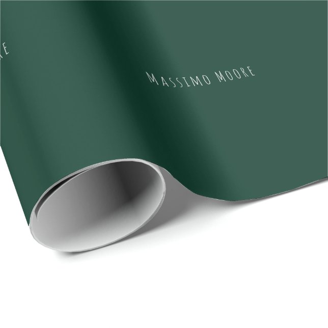Dark Green Plain Elegant Casual Own Name Wrapping Paper (Roll Corner)