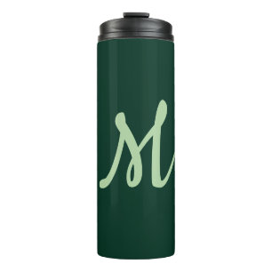 Dark Green Plain Elegant Modern Own Name Monogram Thermal Tumbler