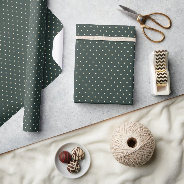 Dark Green Polka Dot Wrapping Paper (Crafts)