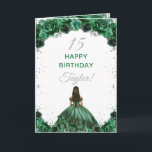 Dark Green Princess Floral Happy Birthday Card<br><div class="desc">This elegant and glamourous birthday card can be personalised with a name or title such as daughter, granddaughter, niece, friend etc. The design features a beautiful princess with dark hair in a dark green ball gown. The text combines handwritten script and modern sans serif fonts for a classy and sophisticated...</div>