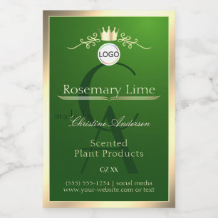 Dark Green Product Label Gold Frame Logo Monogram