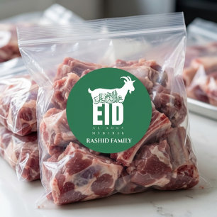 Dark Green Qurbani Eid Al-Adha Greeting Classic Round Sticker