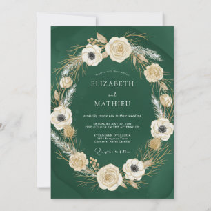 Dark Green Refined Woodland Wedding Invitation
