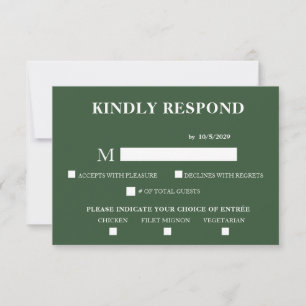Dark Green Response Card RSVP