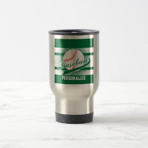 Dark Green Retro Baseball Style Travel Mug