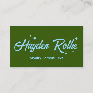 Dark Green Retro Typography Stars Business Card