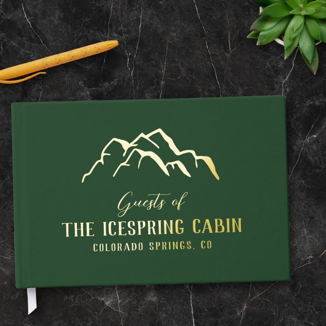 Dark Green Rustic Mountain Tops Cabin Guest Book (Creator Uploaded)