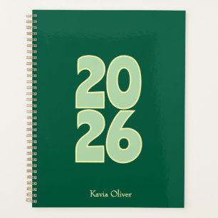 Dark Green & Sage Green Contrast Bold Script Planner