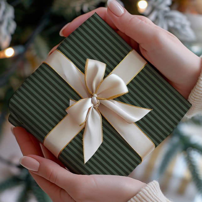 Dark Green & Sage Striped Wrapping Paper (Creator Uploaded)