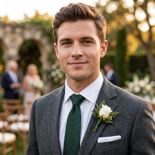 Dark Green Scattered Dots Tie