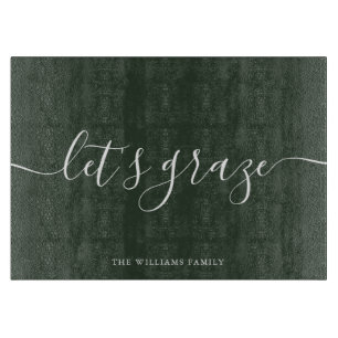 Dark Green Script Charcuterie Family Grazing Board