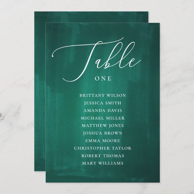 Dark green seating chart. Emerald elegant wedding Invitation (Front/Back)