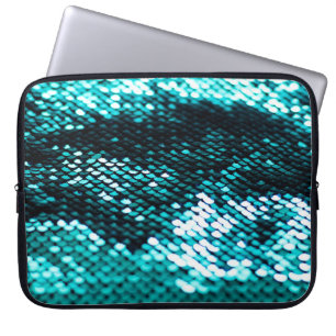 Dark green sequin shiny texture laptop sleeve