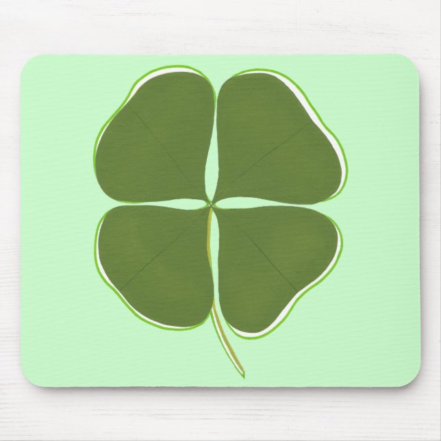 Dark Green Shamrock, Four Leaf Clover mousepads (Front)