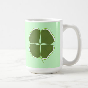 Dark Green Shamrock, Four Leaf Clover mugs