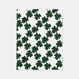 Dark Green Shamrocks Fleece Blanket