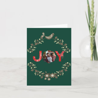 Dark Green Simple 1 Photo Joy Christmas Holiday Card