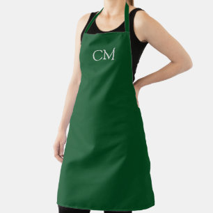 Dark green simple monogram apron