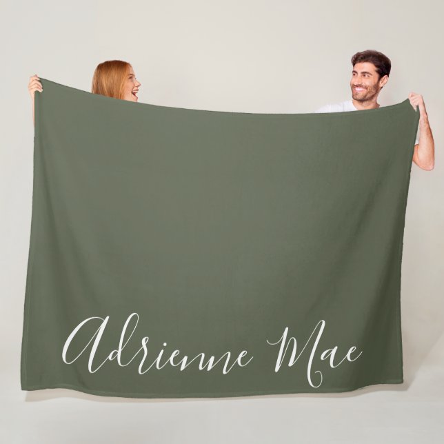 Dark Green Simply Personalized Fleece Blanket (In Situ)