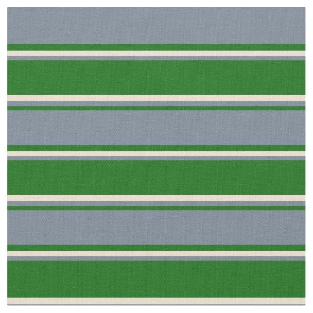 Dark Green, Slate Grey, and Beige Coloured Pattern Fabric (Close Up)