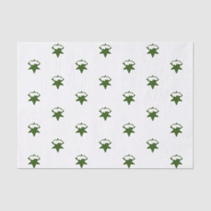 Dark Green Snow Stars - White background Tissue Paper