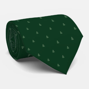 Dark Green Snowflake Christmas Tree Pattern Tie