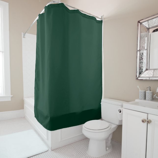 Dark Green Solid Colour Shower Curtain (In Situ)