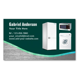 Dark Green Steel Home Appliances Repair Magnetic Business Card