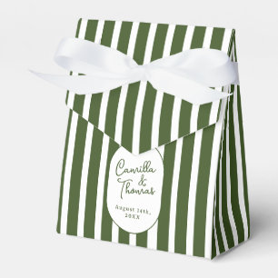 Dark Green Striped Wedding Favour Box