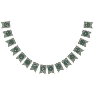 Dark Green Stripes 1st Birthday Bunting
