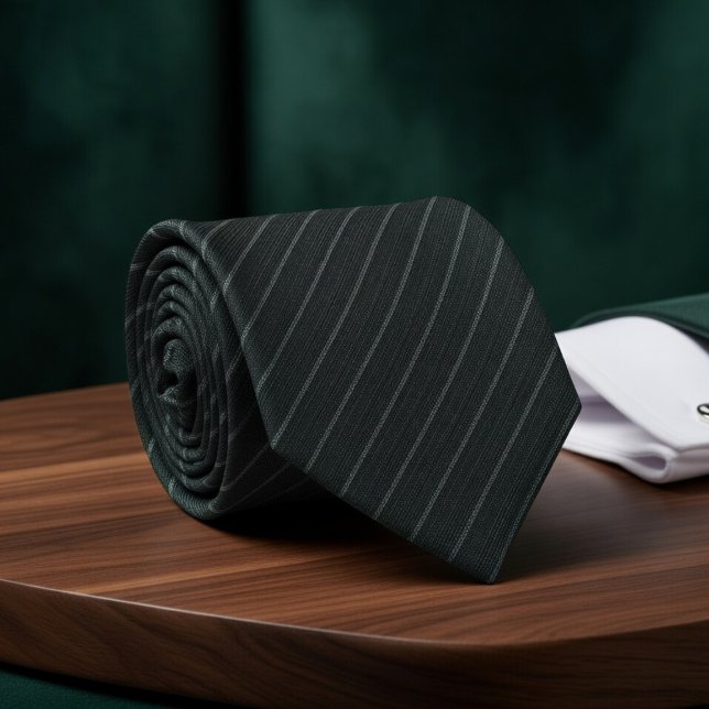 Dark Green  Subtle Vertical Stripe Tie (Creator Uploaded)