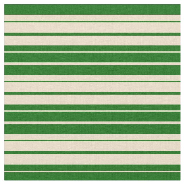 Dark Green & Tan Coloured Striped Pattern Fabric (Close Up)