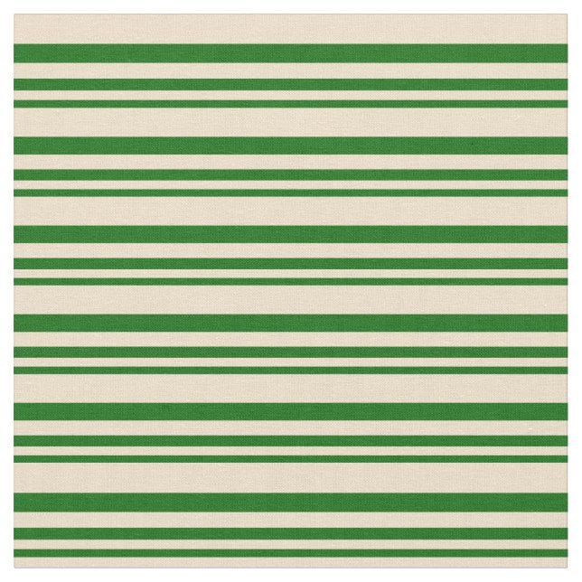 Dark Green & Tan Coloured Stripes Fabric (Close Up)