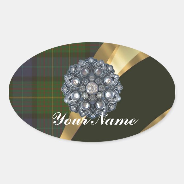 Dark green tartan oval sticker (Front)