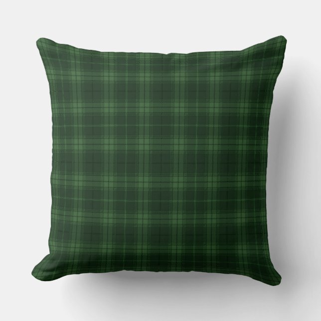 Dark Green Tartan Plaid Scottish Pattern Cushion (Front)